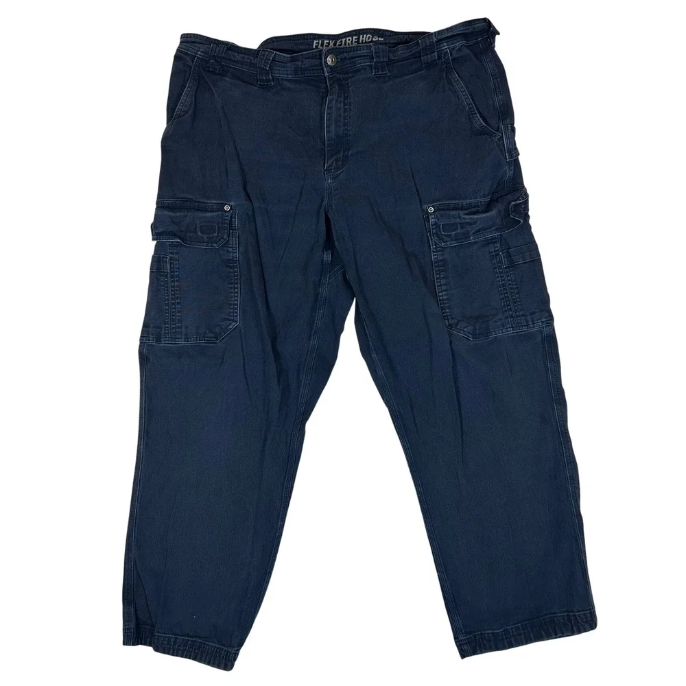 Duluth Trading Co Flex Fire Hose Relaxed Fit Cargo Pants Navy Blue 42x30 Mens